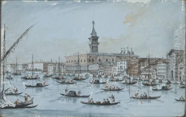 Vue Du Palais Des Doges Et De La
 Riva Dei Schiavoni Et Vue Desan Giorgio Maggiore, Venise Oil Painting by Giacomo Guardi