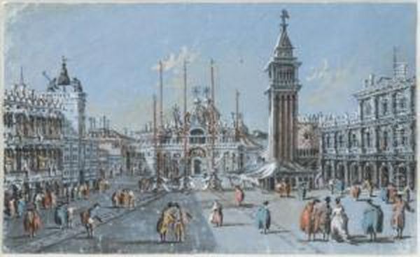 Vue De La Place Saint Marc, Venise Oil Painting by Giacomo Guardi