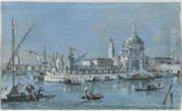 Vue De Santa Maria Della Salute Et De La Dogana Da Mar Oil Painting by Giacomo Guardi