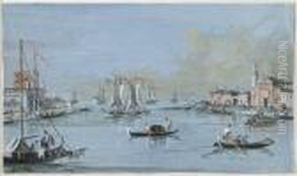 Vue Du Port Du Lido, Venise Oil Painting by Giacomo Guardi