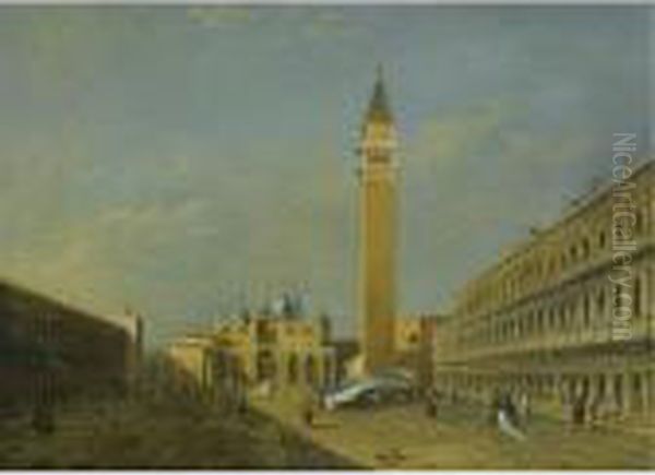 Venice, A View Of Saint Mark's Square Oil Painting by Giacomo Guardi