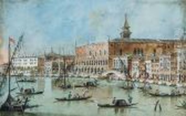 A View Of The Riva Degli Schiavoni And Thedoge's Palace, Venice Oil Painting by Giacomo Guardi