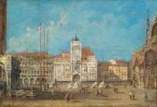 Saint Mark's Square, Venice, Looking Towards The Torre Dell'orologio Oil Painting by Giacomo Guardi