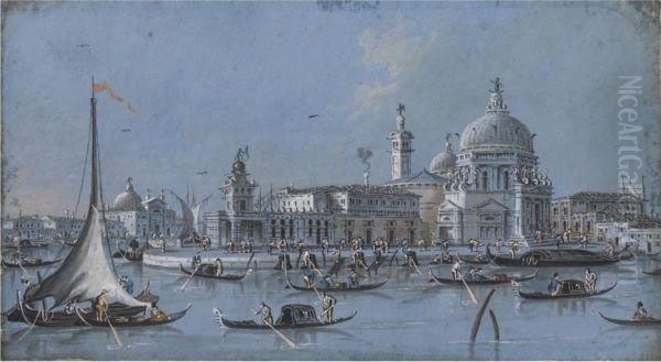 Santa Maria Della Salute, Venice And The Punta Della Dogana Oil Painting by Giacomo Guardi