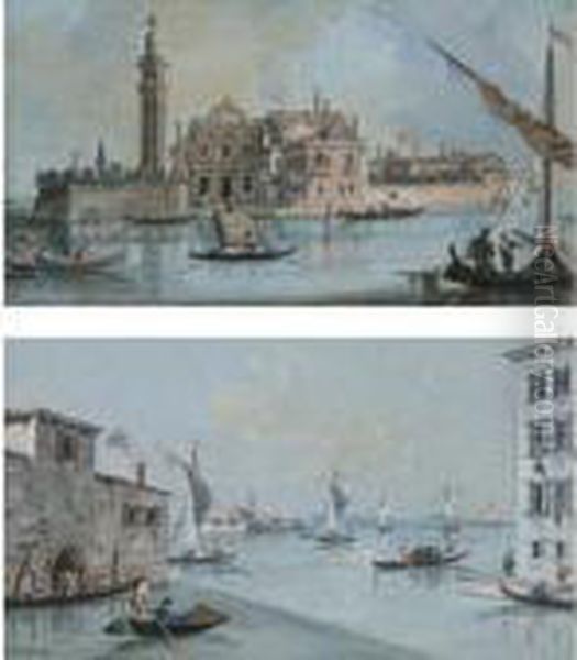 View Of The Isle Of San Spirito And View Of The Chandler's At Sangerolamo, Venice Oil Painting by Giacomo Guardi