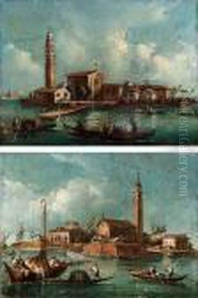 San Giorgio In Alga Oil Painting by Giacomo Guardi