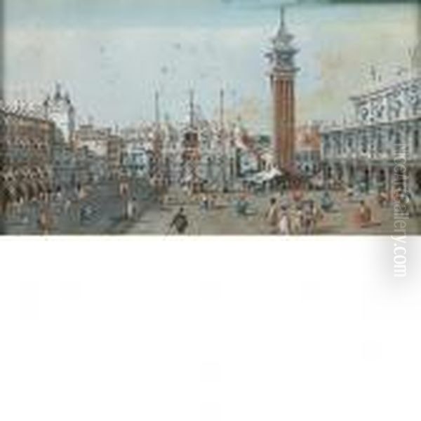 Veduta Di Piazza San Marco Con La Basilica Di Fronte Oil Painting by Giacomo Guardi