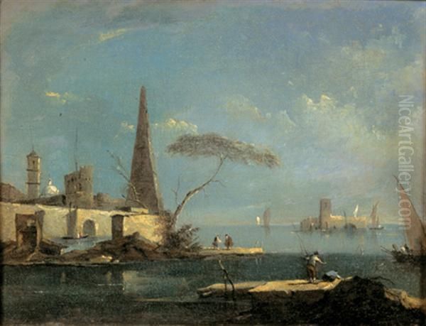 Capriccio : Vue De La Lagune Venitienne Oil Painting by Giacomo Guardi