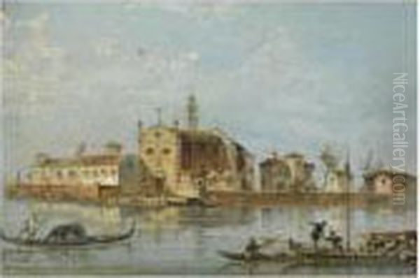 Venice, A View Of The Island Of Sant' Angelo Della Polvere Oil Painting by Giacomo Guardi