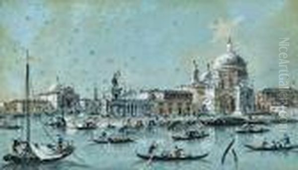 Veduta Della B.v. Della Salute E Dogana Di Mar Oil Painting by Giacomo Guardi