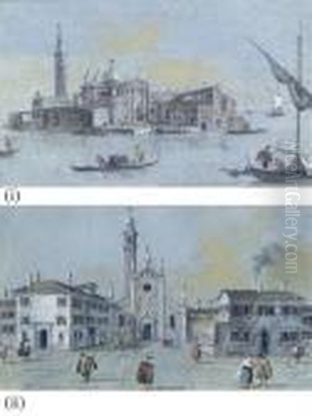 Venice: San Giorgio Maggiore; And The Madonna Dell'orto Oil Painting by Giacomo Guardi