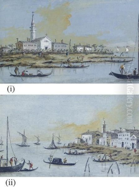 Two Views Of San Giorgio In Alga Oil Painting by Giacomo Guardi