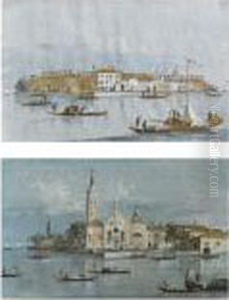 Isola Del Lazzaretto Nuovo, Venezia; E Isola Della B. V. Delle Grazie, Venezia Oil Painting by Giacomo Guardi