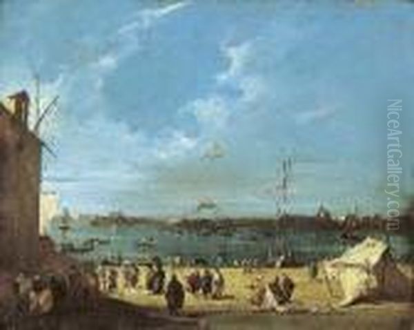 Le Lcher De Montgolfiere Oil Painting by Giacomo Guardi