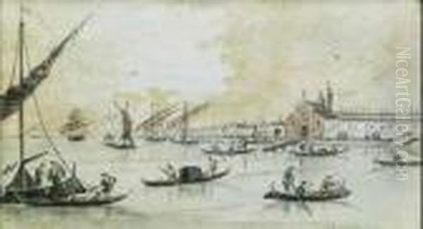 A) Venezia, Canale Della Giudecca B) Venezia, Isole Della Laguna Oil Painting by Giacomo Guardi