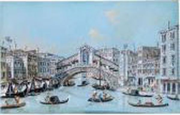 A View Of The Rialto Oil Painting by Giacomo Guardi