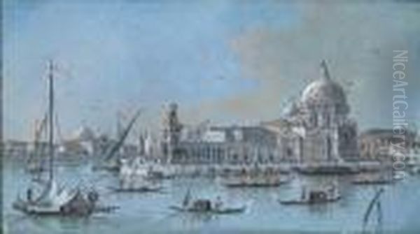 View Of The Dogana And Santa Maria Della Salute, Venice Oil Painting by Giacomo Guardi