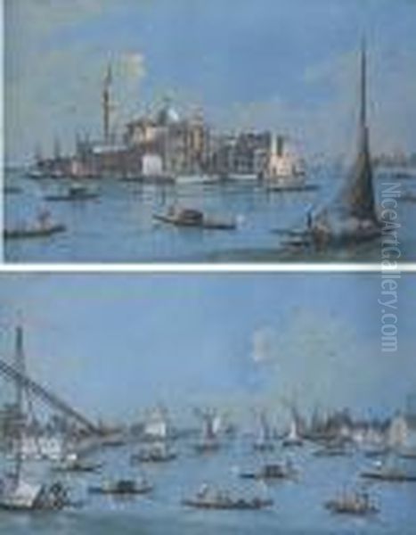 View Of San Giorgio, Venice; And View Of The Port Of Venice Oil Painting by Giacomo Guardi