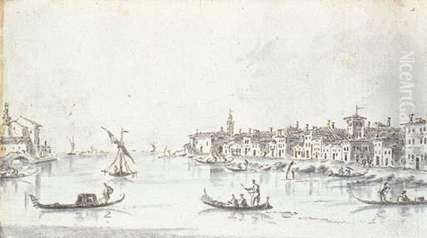 Venezia, Il Canale Della Giudecca, Con La Chiesa Di Santa Marta Oil Painting by Giacomo Guardi