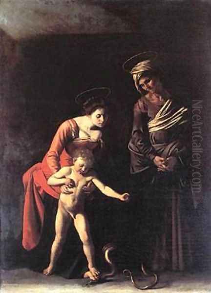 Madonna with the Serpent Oil Painting by Michelangelo Merisi Da Caravaggio