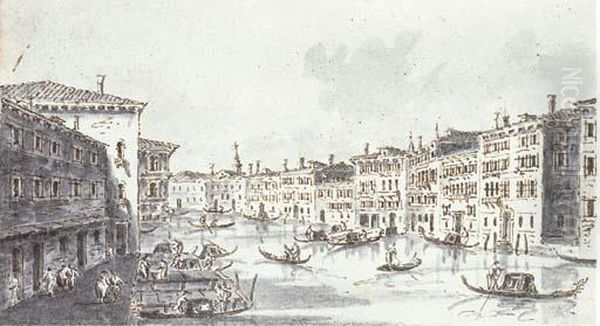 Venezia, Il Canal Grande, Con Ca' Pesaro Oil Painting by Giacomo Guardi