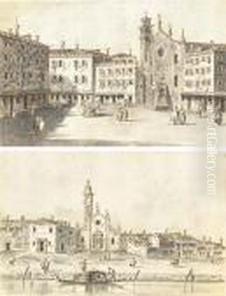 The Campo Sant'aponal 
(apollinare), Venice; And The Fondamenta Andchurch Of The Madonna 
Dell'orto, Venice Oil Painting by Giacomo Guardi