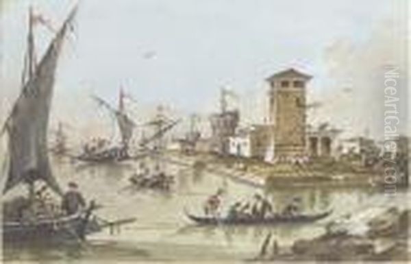 The Port Of Malamoco Oil Painting by Giacomo Guardi