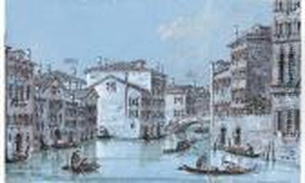 View Of The Canal By Ca'foscari, Venice Oil Painting by Giacomo Guardi