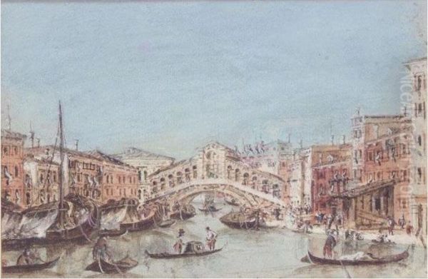 The Rialto Bridge Oil Painting by Giacomo Guardi