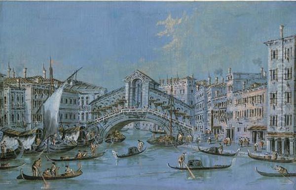 The Rialto Bridge, Venice Oil Painting by Giacomo Guardi