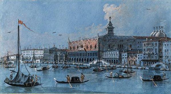 View Of The Riva Degli 
Schiavoni, Venice, With The Doge's Palaceand The Piazzetta San Marco Oil Painting by Giacomo Guardi