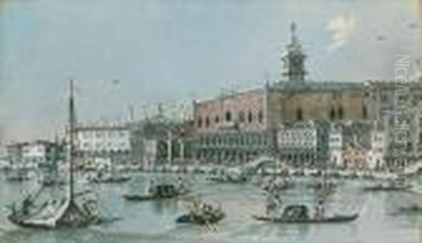 The Riva Degli Schiavoni; And The Church Of The Redentore,venice Oil Painting by Giacomo Guardi