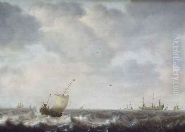 Turbulent Sea Oil Painting by Pieter the Elder Mulier