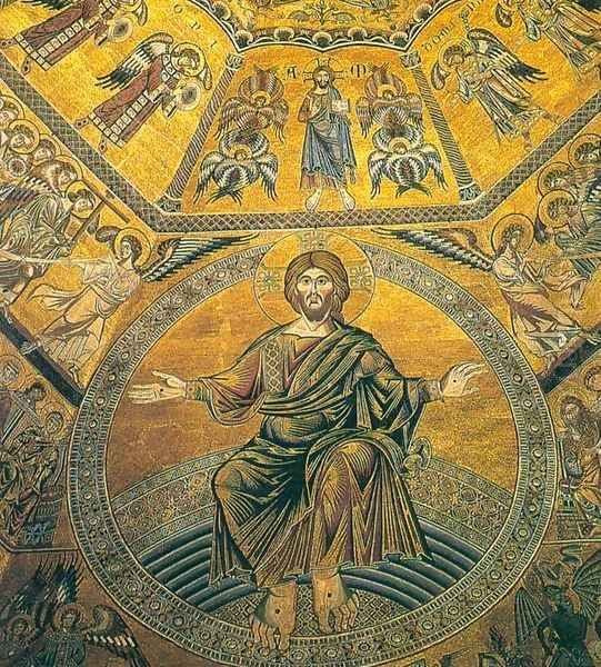 Mosaic on the vault (detail) Oil Painting by Coppo Di Marcovaldo