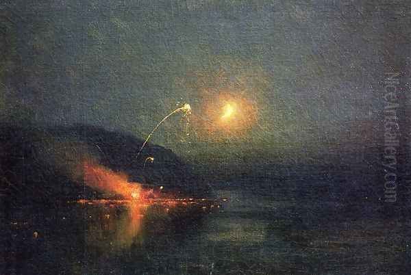 Fireworks across the Potomac Oil Painting by James Henry Moser