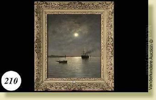 Marine Au Clair De Lune Oil Painting by Herminie Gudin