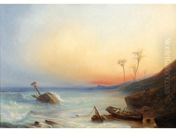 < Rivages D'afriqueau Soleil Oil Painting by Herminie Gudin