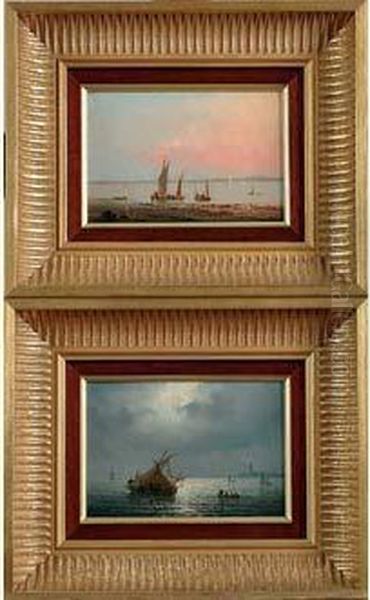 Deux Marines Formant Pendant Oil Painting by Herminie Gudin