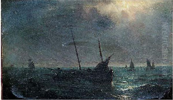 Clair De Lune Sur La Mer Oil Painting by Herminie Gudin