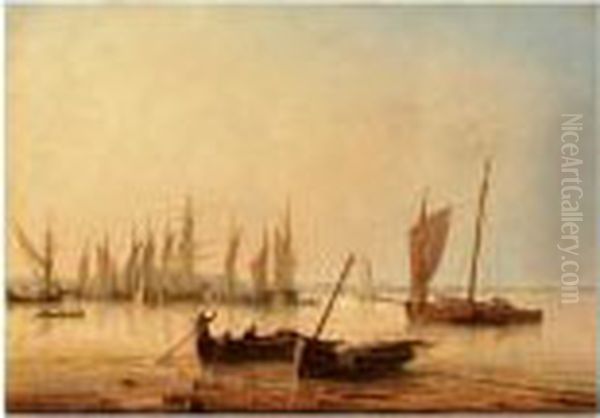 Fishing Boats Oil Painting by Herminie Gudin