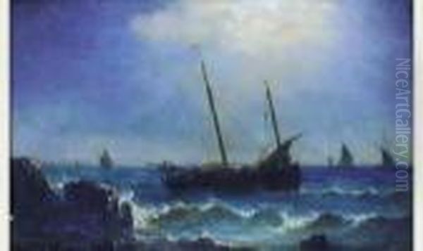 Bateau De Pecheurs Oil Painting by Herminie Gudin