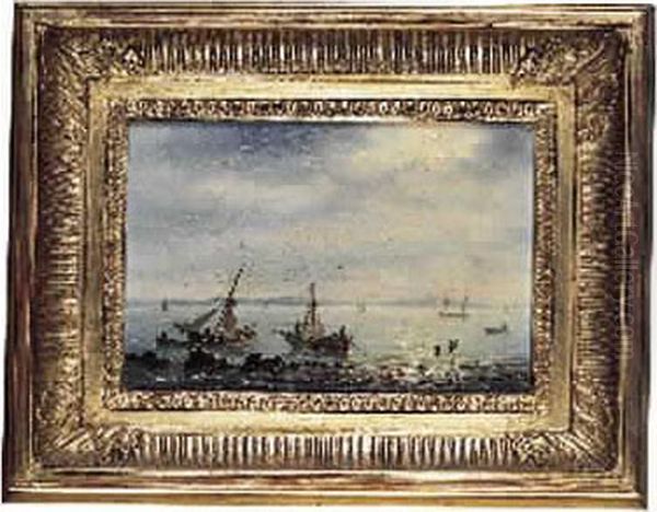 Barques De Peche Rentrant Au Port Oil Painting by Herminie Gudin