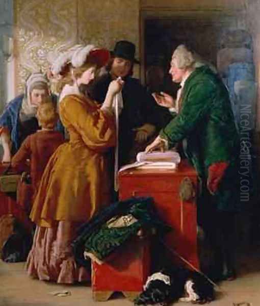 Choosing the Wedding Gown from chapter 1 of The Vicar of Wakefield Oil Painting by William Mulready