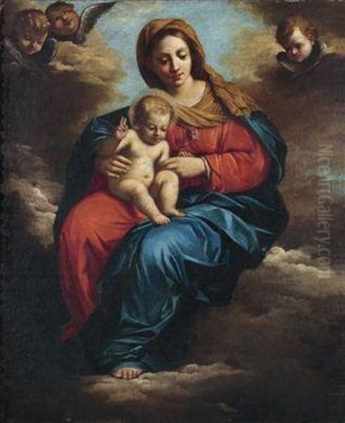 The Virgin And Child On Clouds Oil Painting by Guercino