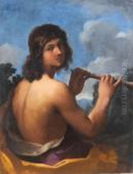 Suonatore Di Flauto Oil Painting by Guercino