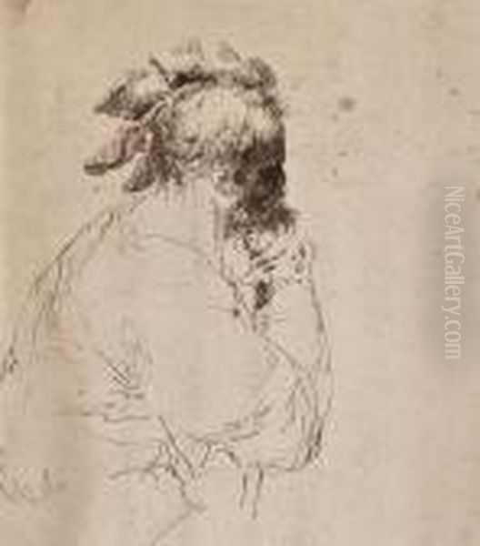 Head Of A Bearded Man In Profile Oil Painting by Guercino