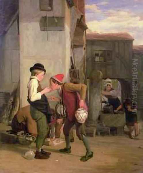 Lending a Bite Oil Painting by William Mulready