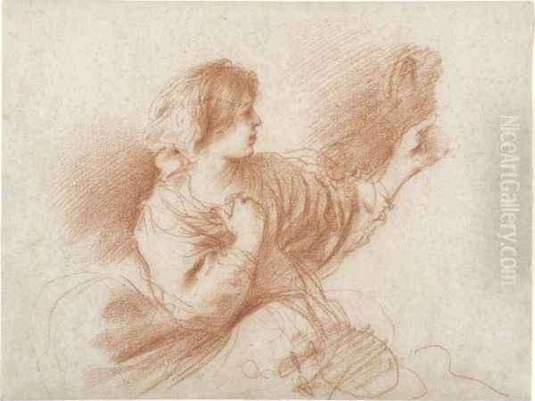 Study Of The Seated Virgin, Turning To The Right Oil Painting by Guercino