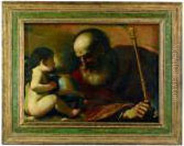 The Father And The Angel Oil Painting by Guercino