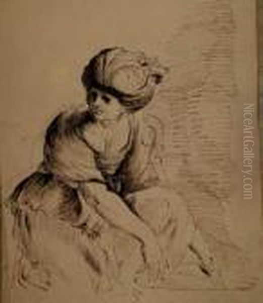 Girl Kneeling With Turban Oil Painting by Guercino